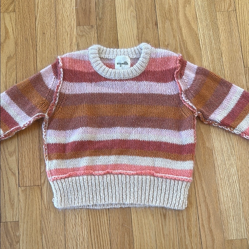 Kid’s Striped Sweater | Pink and Brown | Size 6 Girls